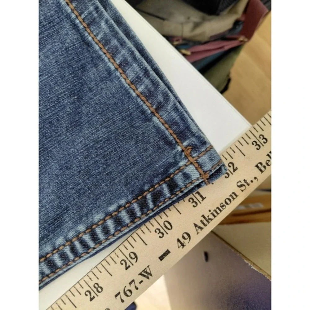 Rank 45 Men Jeans 40W X 32L Blue Denim Back‎ Pockets Embroidery